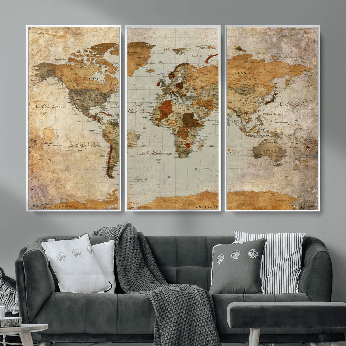 World Map Canvas Print – Detailed Map of the World Wall Art