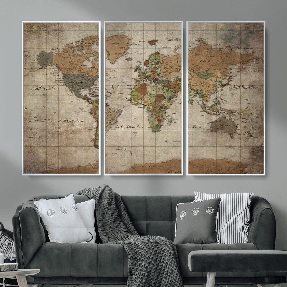 World Map Canvas Print – Framed Travel Map Wall Art for