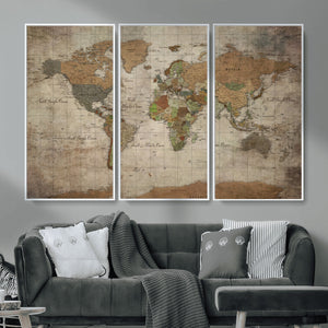 World Map Canvas Print – Framed Travel Map Wall Art for