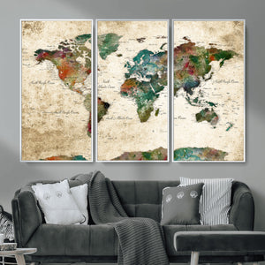 World Map Canvas Print – Framed Detailed Map of the World