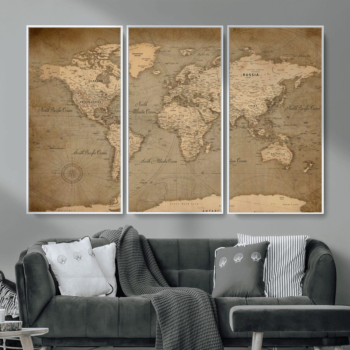 World Map Canvas Print – Framed Travel Map Wall Art for