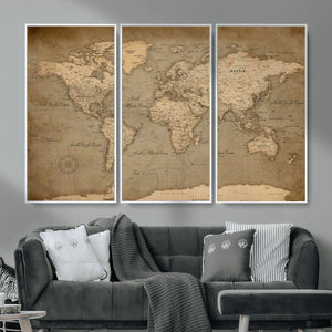 World Map Canvas Print – Framed Travel Map Wall Art for