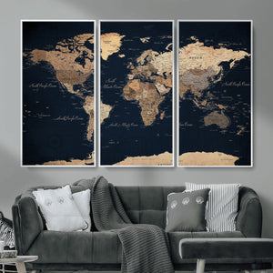 World Map Canvas Print – Detailed Map of the World Wall Art