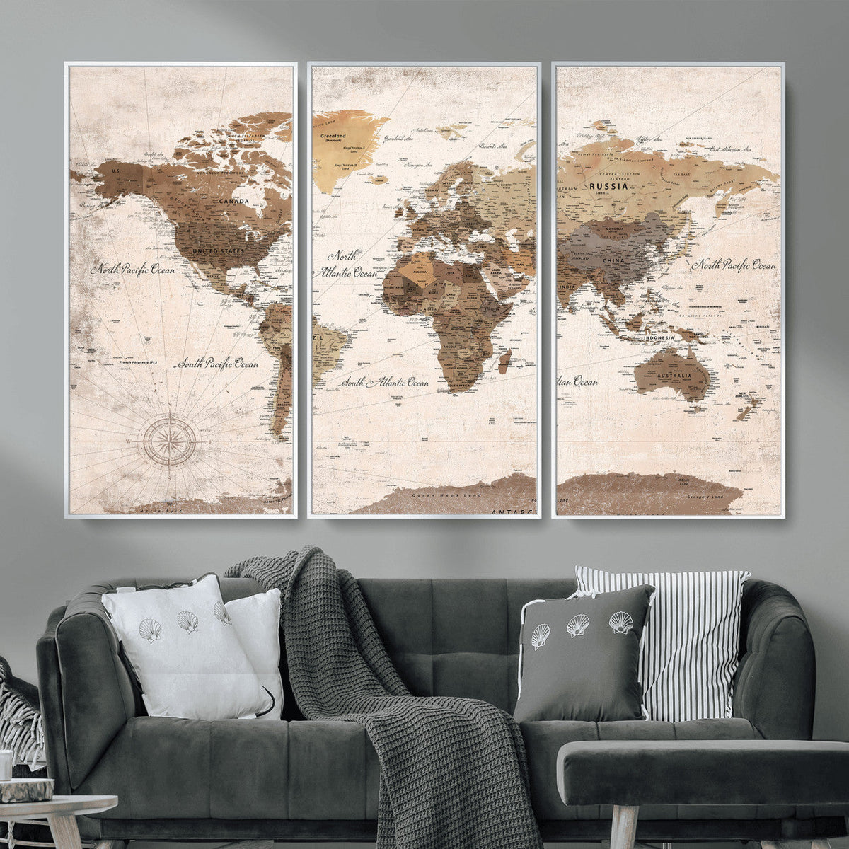 World Map Canvas Print – Framed Travel Map Wall Art for