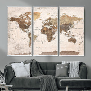 World Map Canvas Print – Framed Travel Map Wall Art for