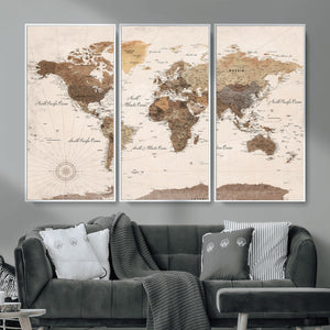 World Map Canvas Print – Framed Detailed Map of the World