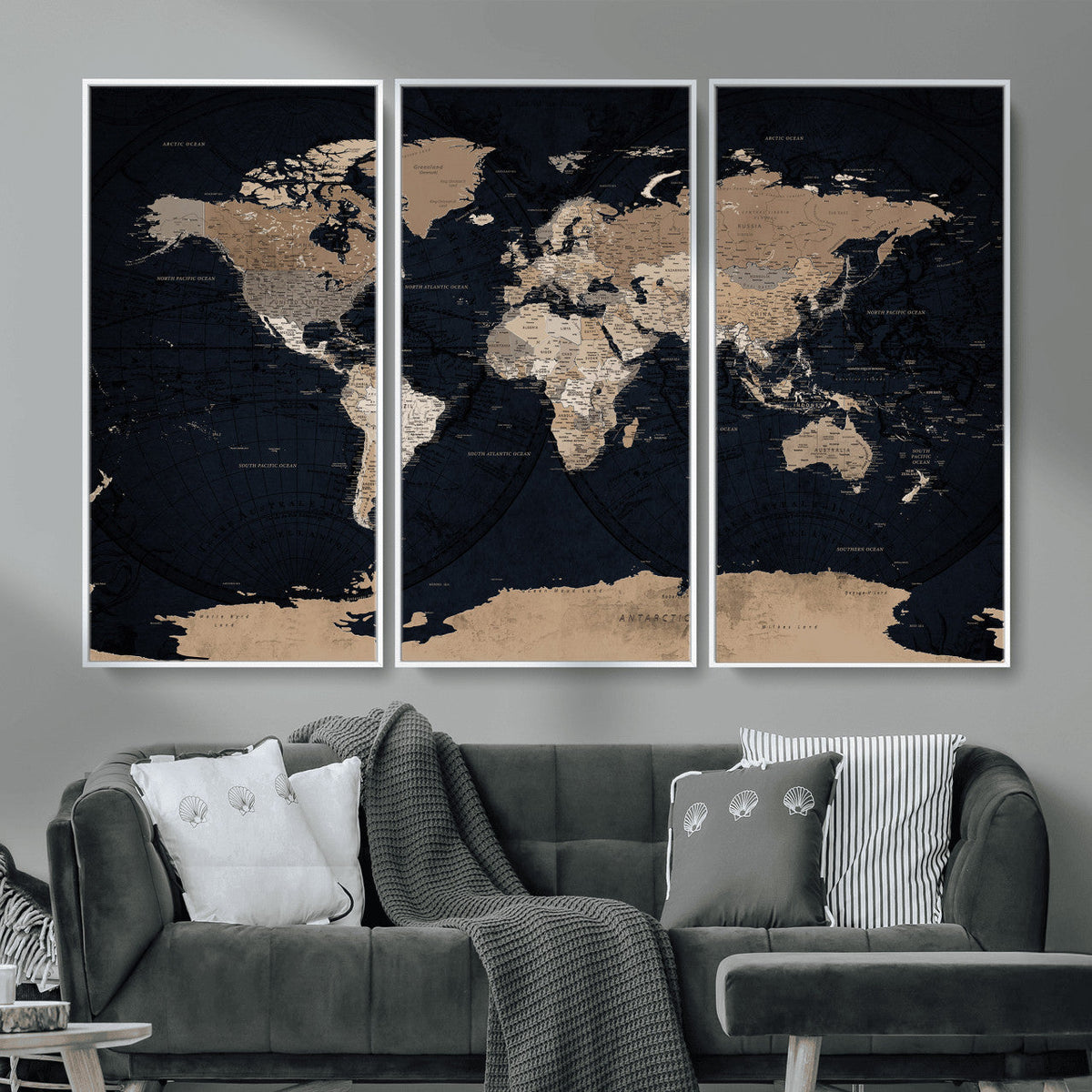 Grunge Wall Art World Map Canvas Print