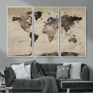World Map Canvas Print – Detailed Map of the World Adventure