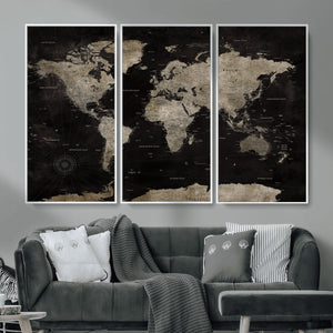 Detailed World Map Wall Art Print - Large Framed World Map