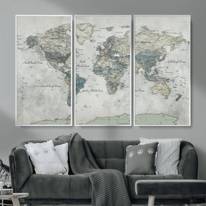 Neutral Vintage World Map Canvas Wall Art Print, Classic Map