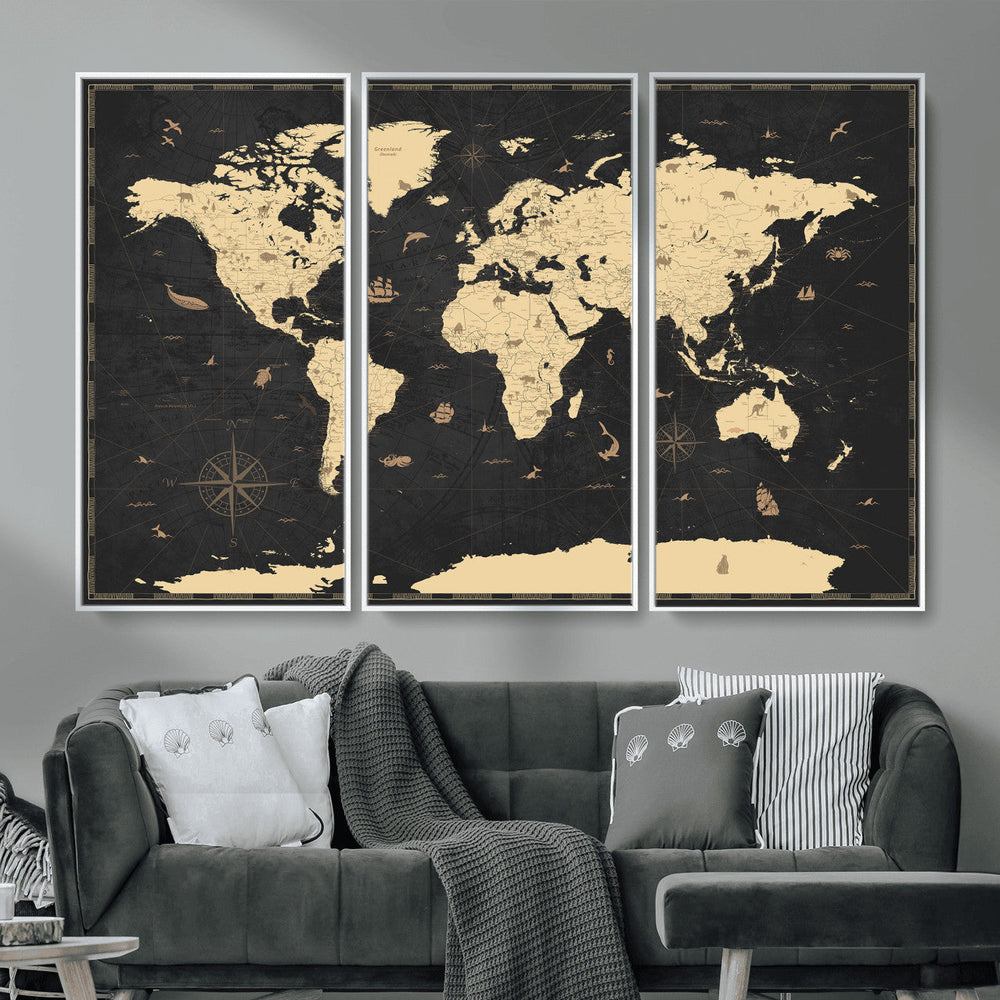 World Map Canvas Print – Detailed Map of the World Wall Art