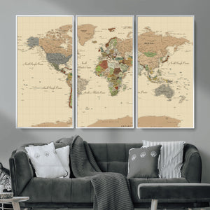 Extra Large World Map Canvas Print – Detailed Map of the