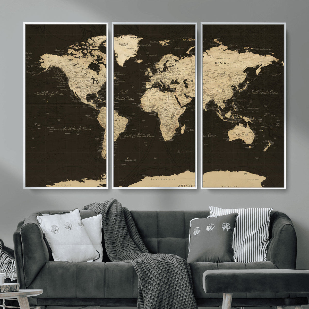 World Map Canvas Print – Framed World Map Wall Art for
