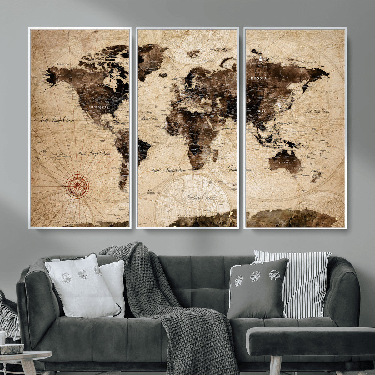 World Map Wall Art Canvas Print