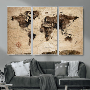 World Map Wall Art Canvas Print