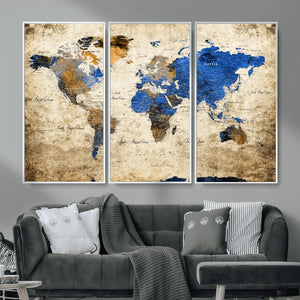 World Map Canvas Print – Colorful Abstract Travel Map,