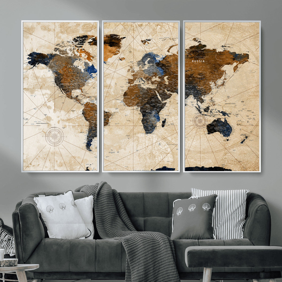 World Map Canvas Print – Framed Travel Map Wall Art for
