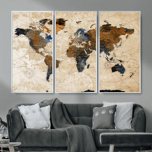 World Map Canvas Print – Framed Travel Map Wall Art for