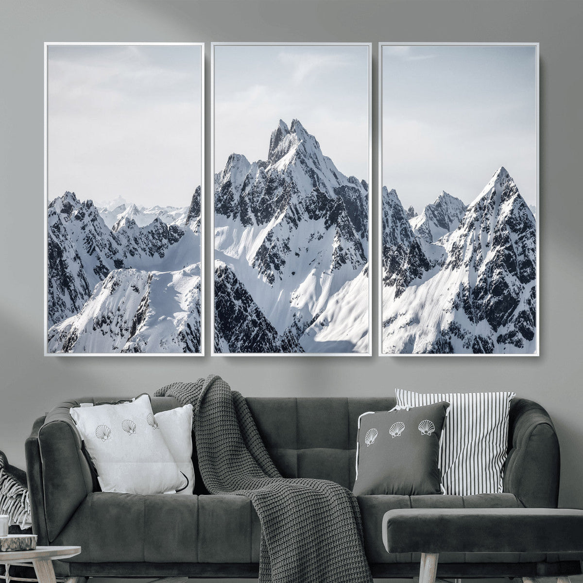 Snowy Mountain Range Canvas Print, Alpine Peaks Landscape