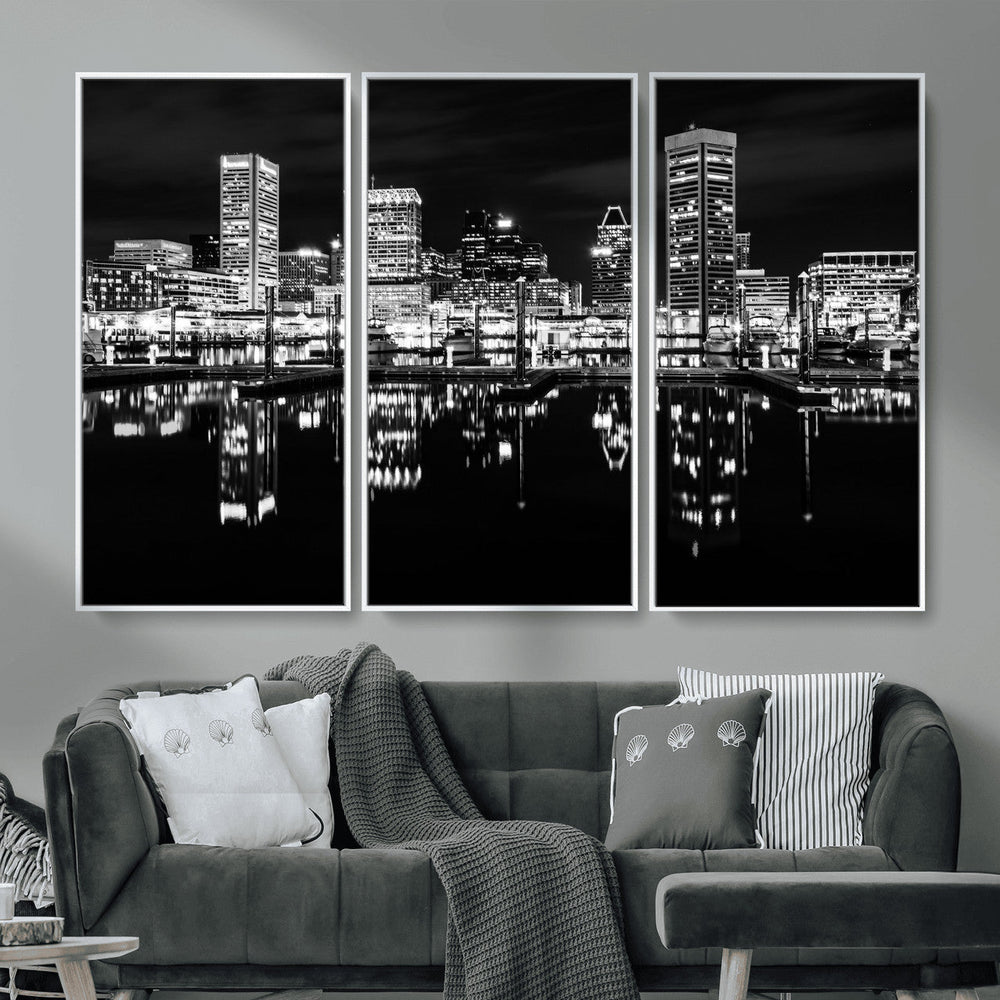 Baltimore Skyline Wall Art Canvas Print, Baltimore Downtown
