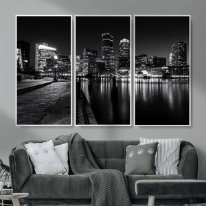 Boston Wall Art Canvas Print, Boston City Downtown Night