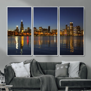 Chicago Wall Art Canvas Print - Chicago City Downtown Night
