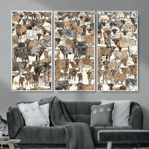 Abstract Longhorn Wall Art Canvas Print - Cow Animal Drawing