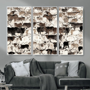 Abstract Texas Longhorn Print - Longhorn Herd Print for