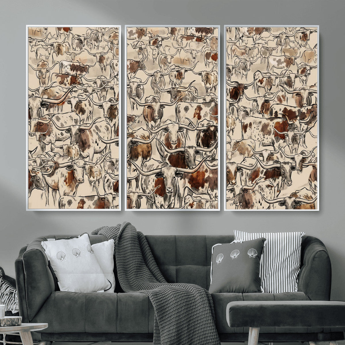 Abstract Longhorn Wall Art Canvas Print - Farm Animal