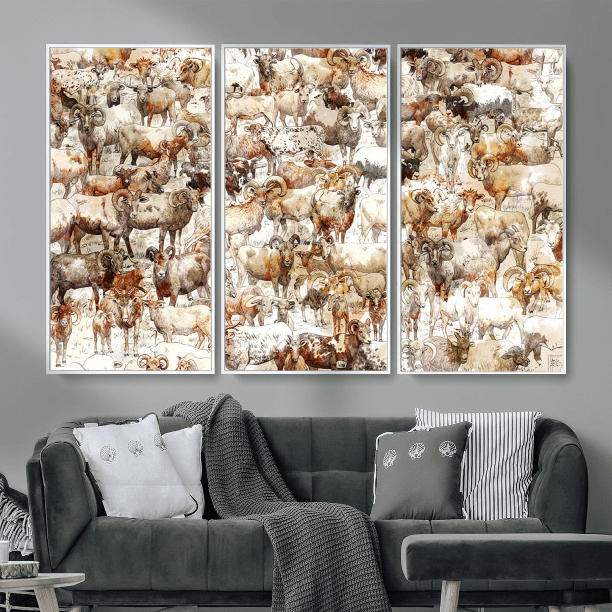 Farmhouse Bighorn Sheep Wall Art Canvas Print - Abstract