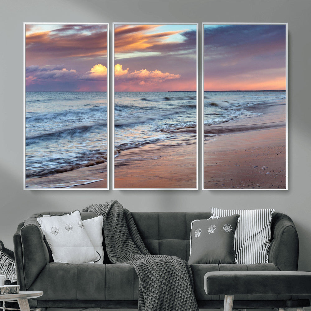 Ocean Sunset Wall Art Canvas Print – Coastal Beach