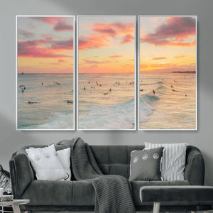 Sunset Beach Wall Art Canvas Print – Soft Coastal