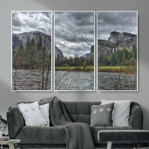 Yosemite Valley River Wall Art Canvas Print, Granite Cliffs