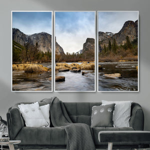 Yosemite Valley Mountain Landscape Wall Art Canvas Print,
