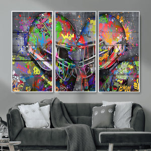 Graffiti Football Helmets Wall Art Canvas Print, Urban