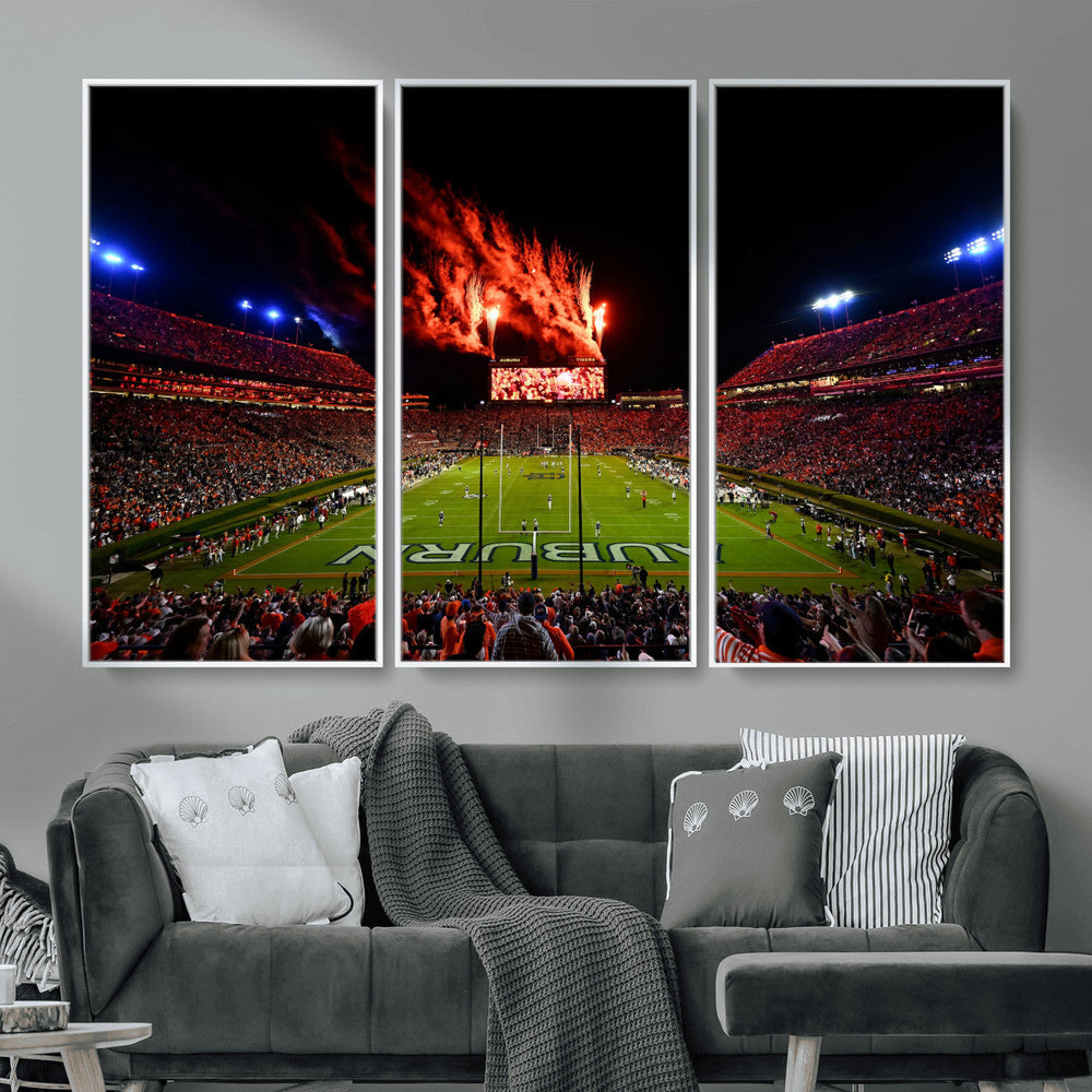 Auburn Stadium Wall Art Canvas Print, College Football Night