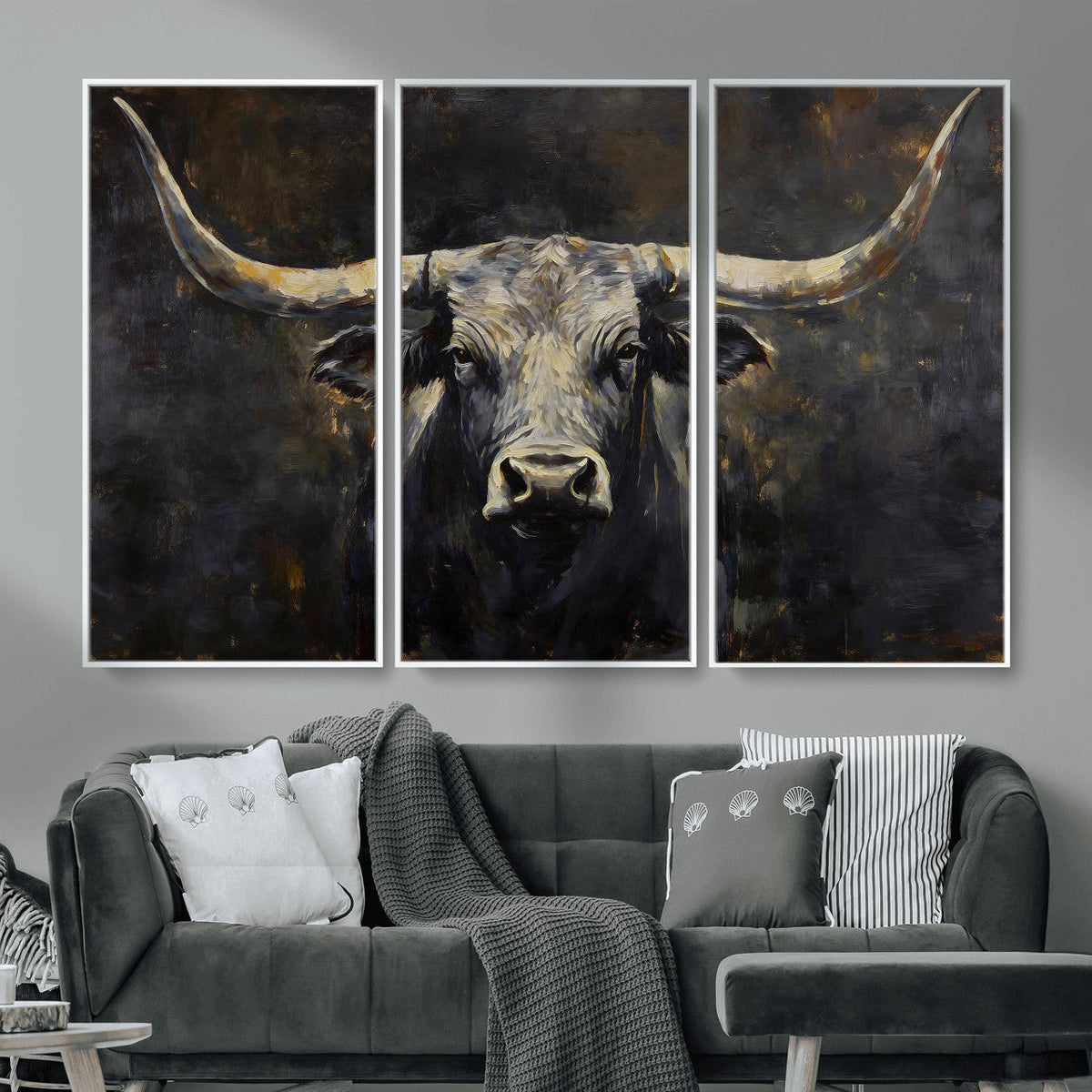 Rustic Longhorn Bull Wall Art Canvas Print – Vintage Western