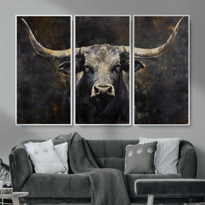 Rustic Longhorn Bull Wall Art Canvas Print – Vintage Western