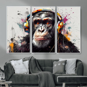 Dj Monkey Wall Art Canvas Print – Colorful Pop Art Banksy