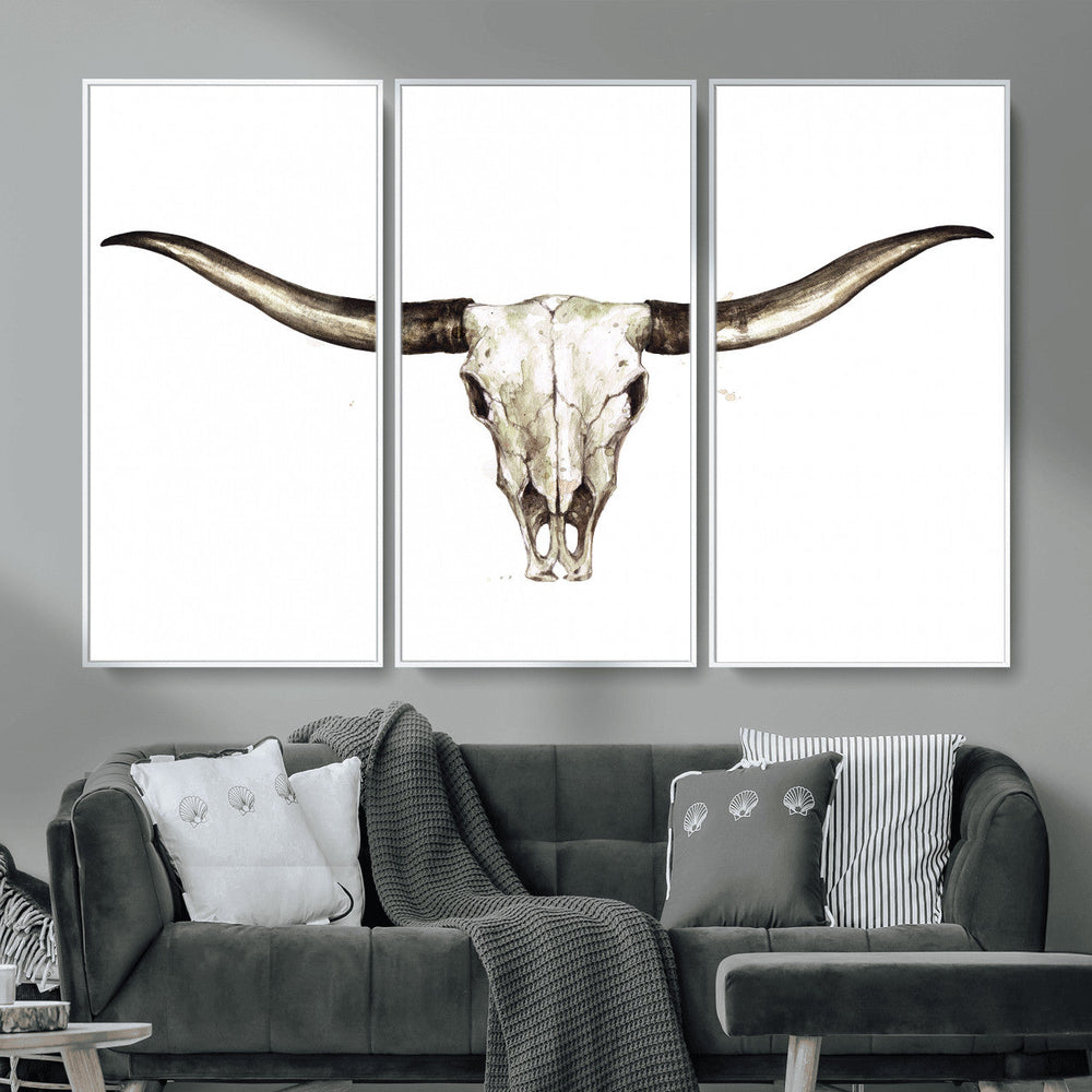 Longhorn Skull Wall Art Canvas Print – Rustic Western