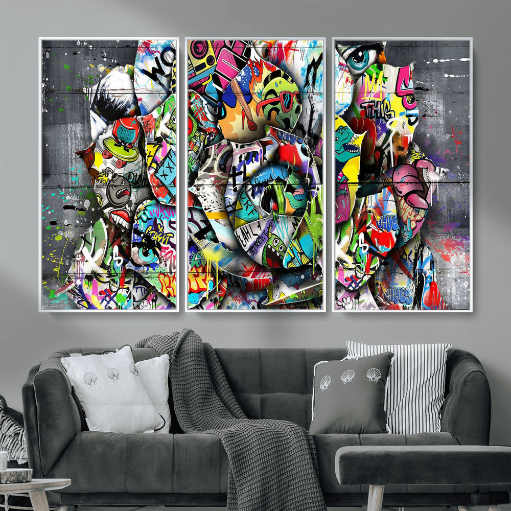 Abstract Graffiti Collage Street Art Wall Art Canvas Print