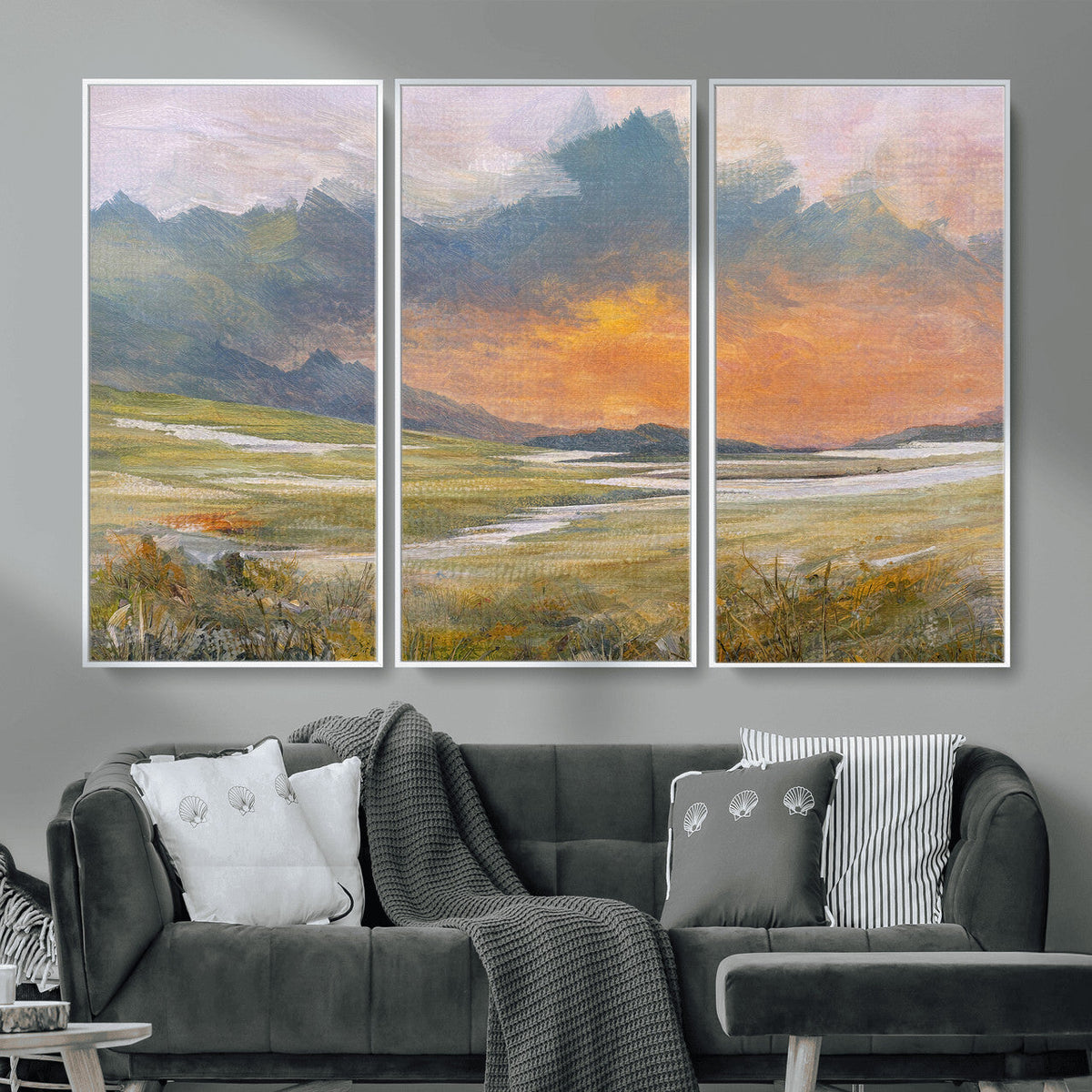Mountain Sunset Wall Art Canvas Print Vintage Landscape