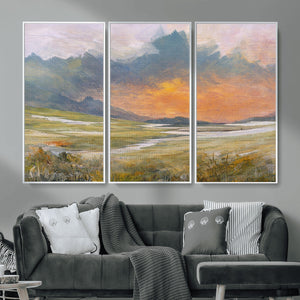 Mountain Sunset Wall Art Canvas Print Vintage Landscape