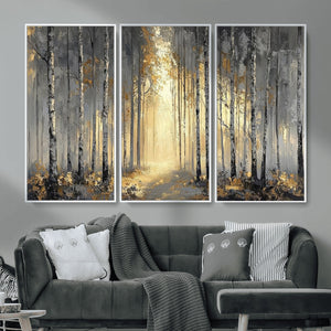 Abstract Birch Forest Wall Art Canvas Print – Modern Neutral