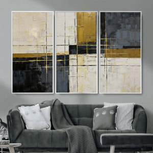 Abstract Gold and Black Wall Art Canvas Print – Modern