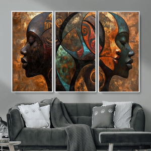Abstract Afro American Women Wall Art Canvas Print