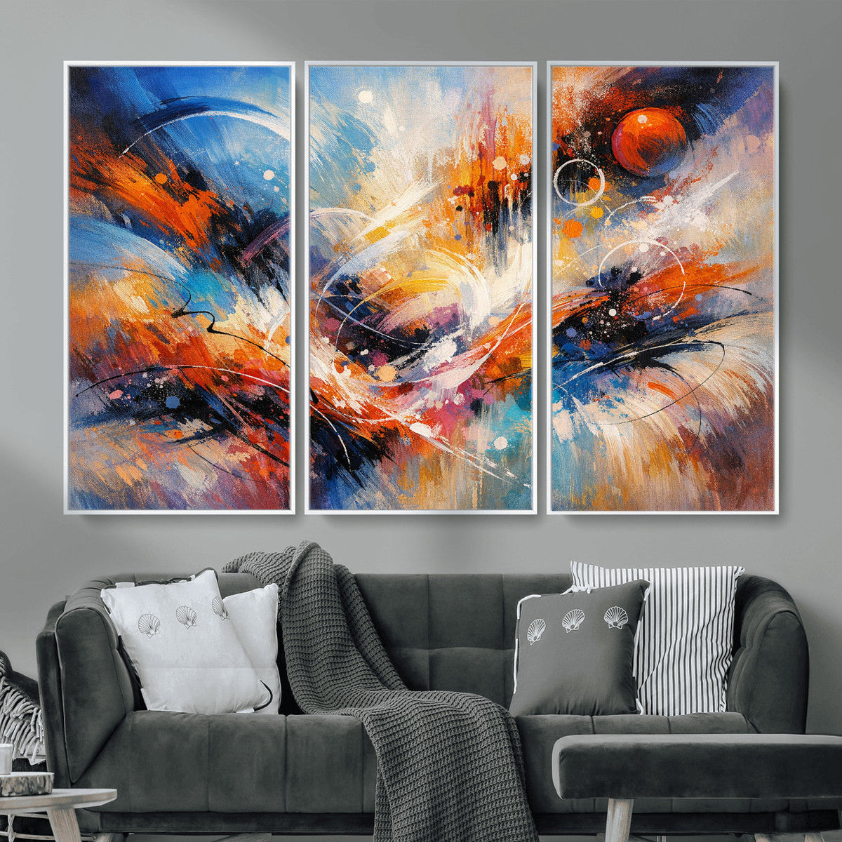 Lyrical Abstraction Wall Art Canvas Print, Orange Blue