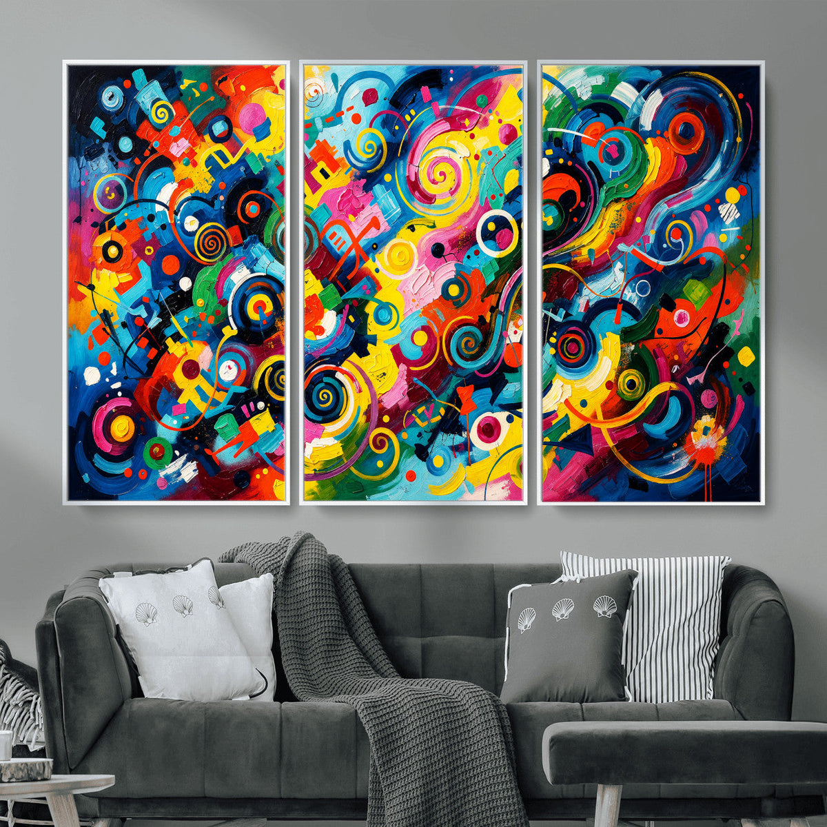 Geometric Abstract Wall Art Canvas Print, Bold Color
