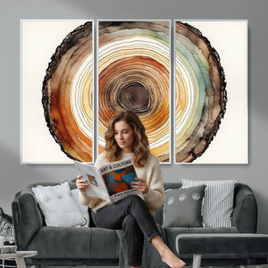Natural Wood Slice Wall Art Canvas Print, Tree Ring Wall