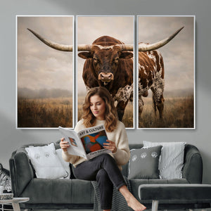 Texas Longhorn Canvas Wall Art Western Bull Desert Moody